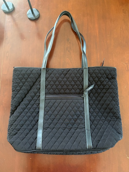 Vera Bradley Handbags - Vera Bradley Black Quilted Tote Bag with Faux Leather Trim